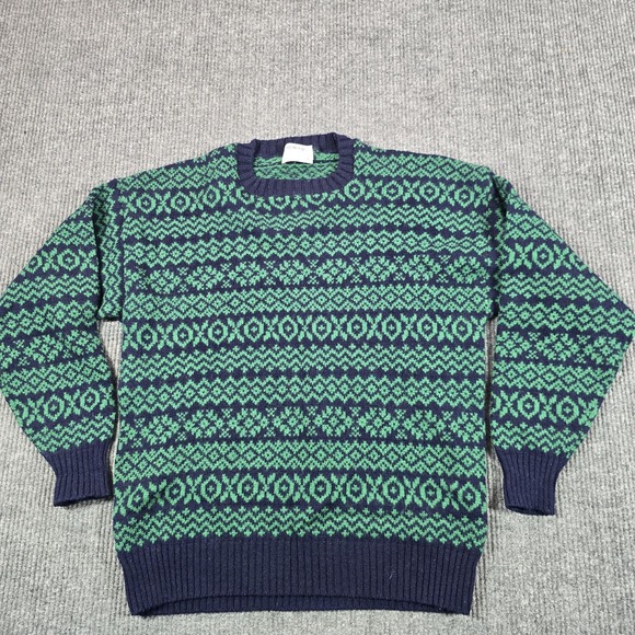 Lord Jeff Other - Vintage Lord Jeff Sweater Mens XL Blue Green Fair Isle Shetland Wool Knit USA